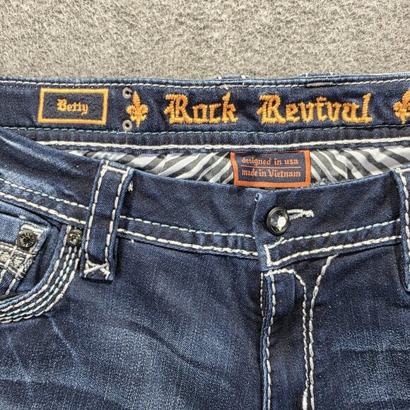 Rock Revival Jeans Womens 34 Blue Easy Boot Betty Bootcut Embroidered Denim - Picture 5 of 11